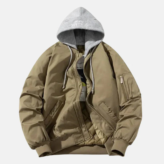 Erik – foret bomberjakke med hætte og ærmelomme