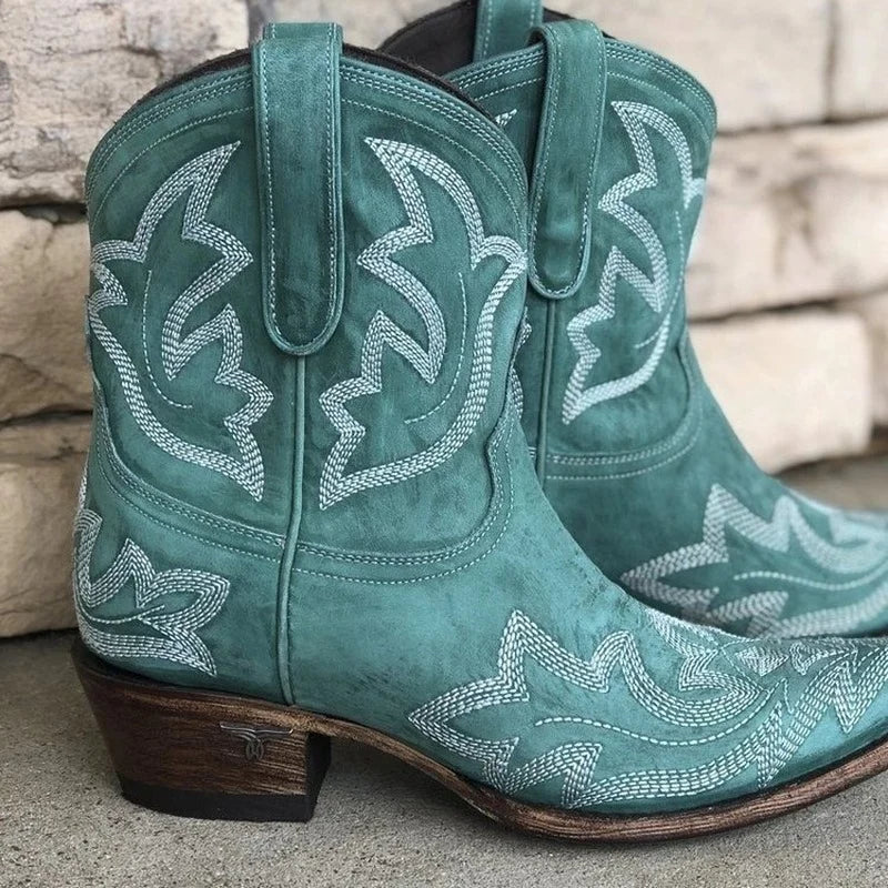Broderede cowboystøvler i læder - Laurice