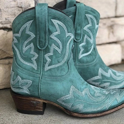 Broderede cowboystøvler i læder - Laurice