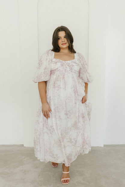 Harlow midi-kjole i lyserød blomstret - bump friendly & Inclusive sizing (S-3XL)