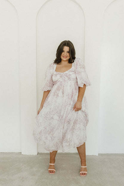 Harlow midi-kjole i lyserød blomstret - bump friendly & Inclusive sizing (S-3XL)