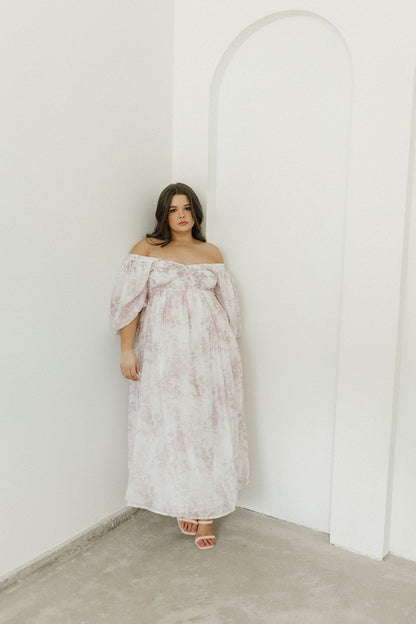 Harlow midi-kjole i lyserød blomstret - bump friendly & Inclusive sizing (S-3XL)
