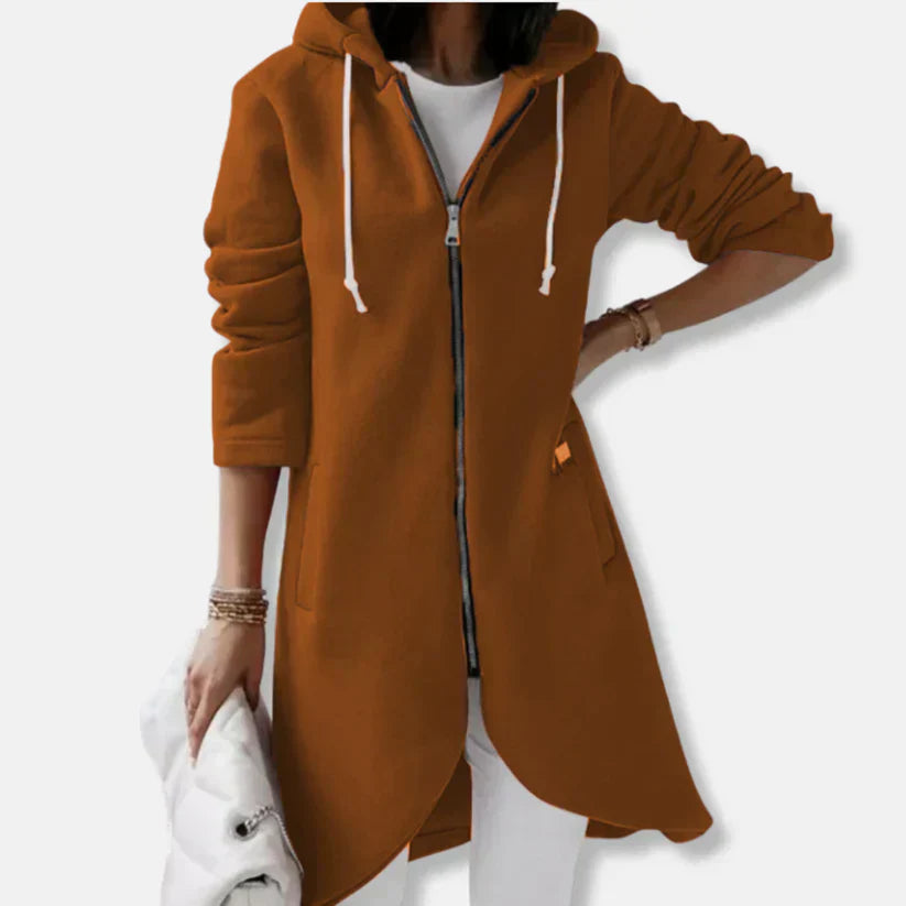 Elise – løstsiddende sweatshirtjakke med hætte og lynlås