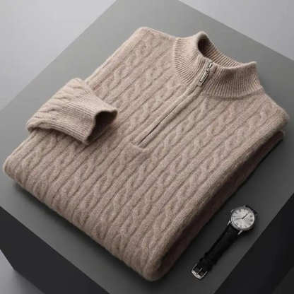 Robert - premium blødt stof herresweater med halv lynlås