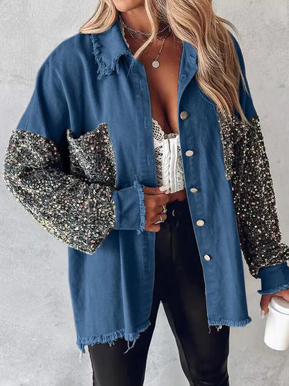 Aadhya – denimjakke med kontrastpailletter