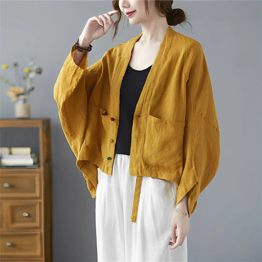 Shelia løs kort cardigan med lommer – dame