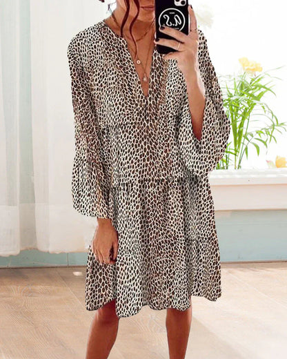 Ruby | Leopard-knælang damekjole