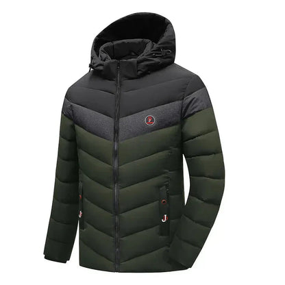 Hættejakke med justerbart design i trefarvet look