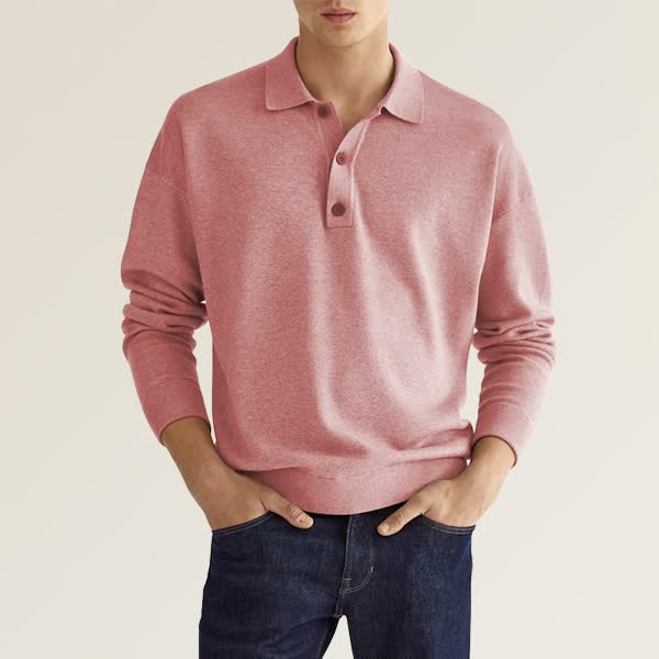 Garen - afslappet langærmet poloshirt til mænd