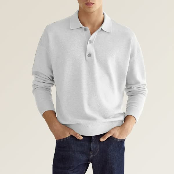 Garen - afslappet langærmet poloshirt til mænd