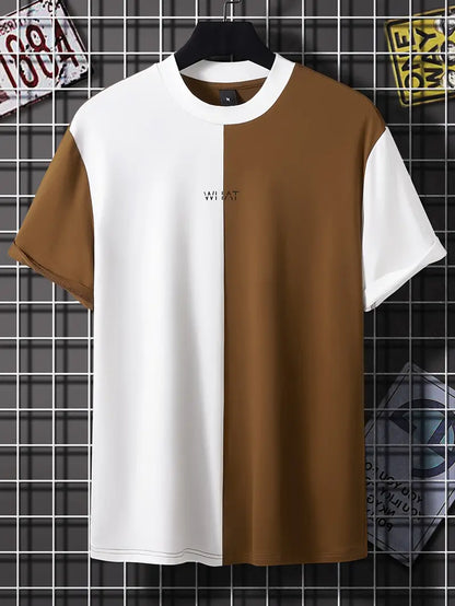 Robert – stilfuld color block t-shirt med korte ærmer og rund hals