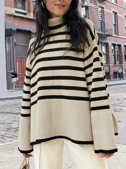 Natalie - stribet rullekravetrøje