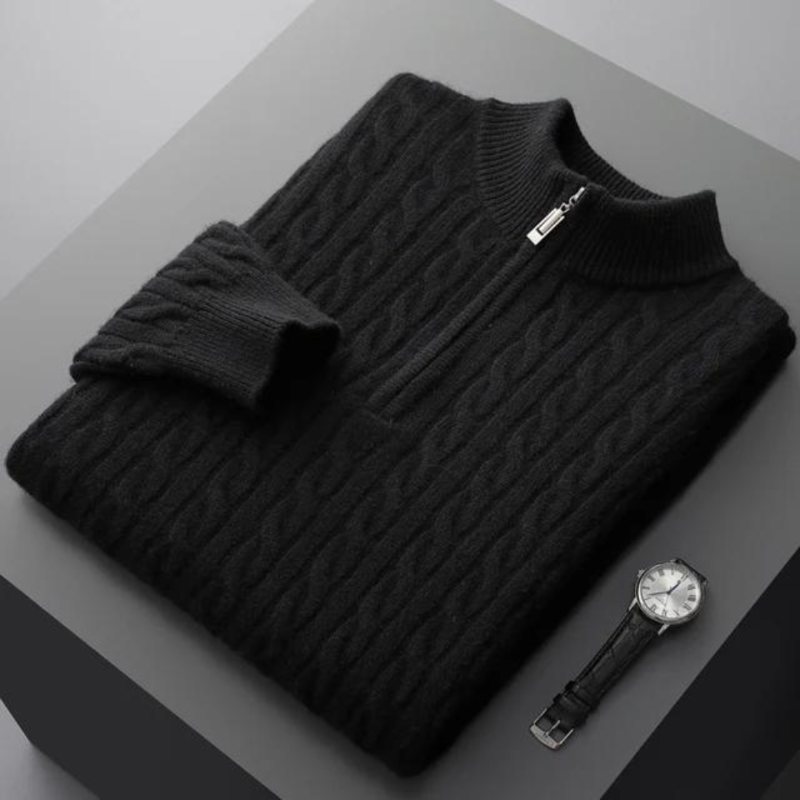 Robert - premium blødt stof herresweater med halv lynlås