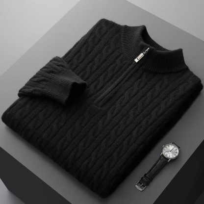 Robert - premium blødt stof herresweater med halv lynlås