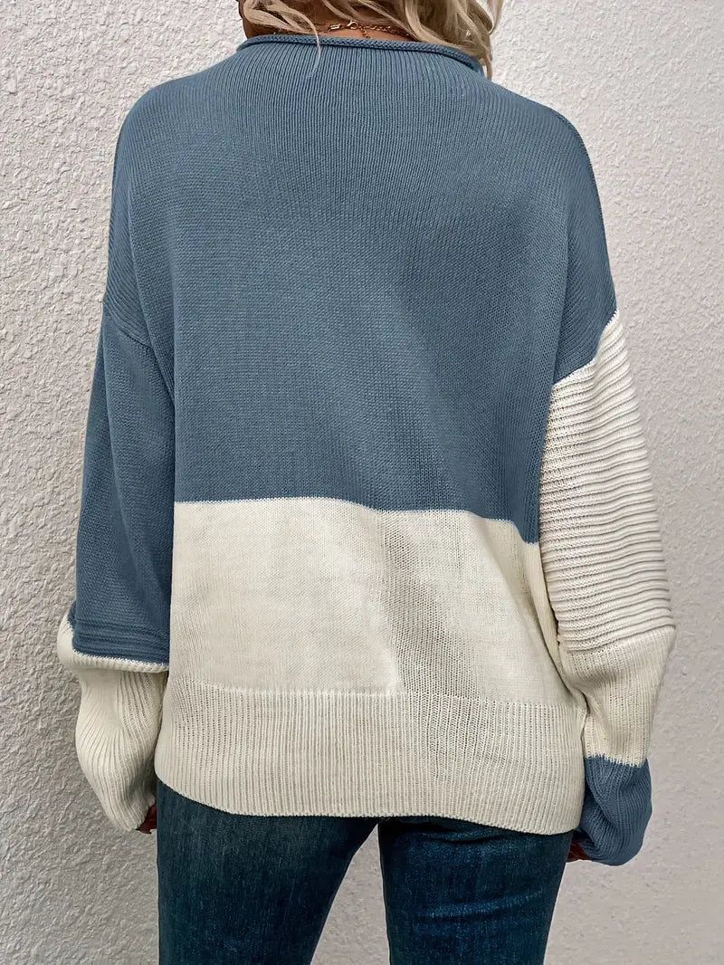 Ollie - colour block-trøje med rund hals