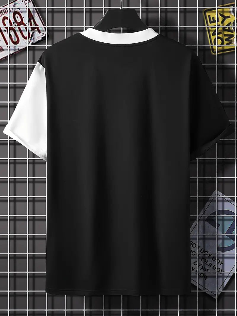 Robert – stilfuld color block t-shirt med korte ærmer og rund hals