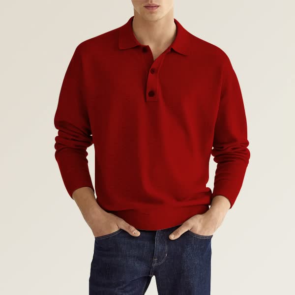 Garen - afslappet langærmet poloshirt til mænd