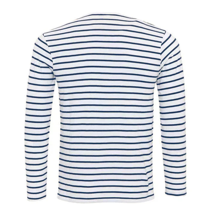 Josh - stribet langærmet skjorte med henley krave