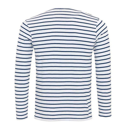 Josh - stribet langærmet skjorte med henley krave