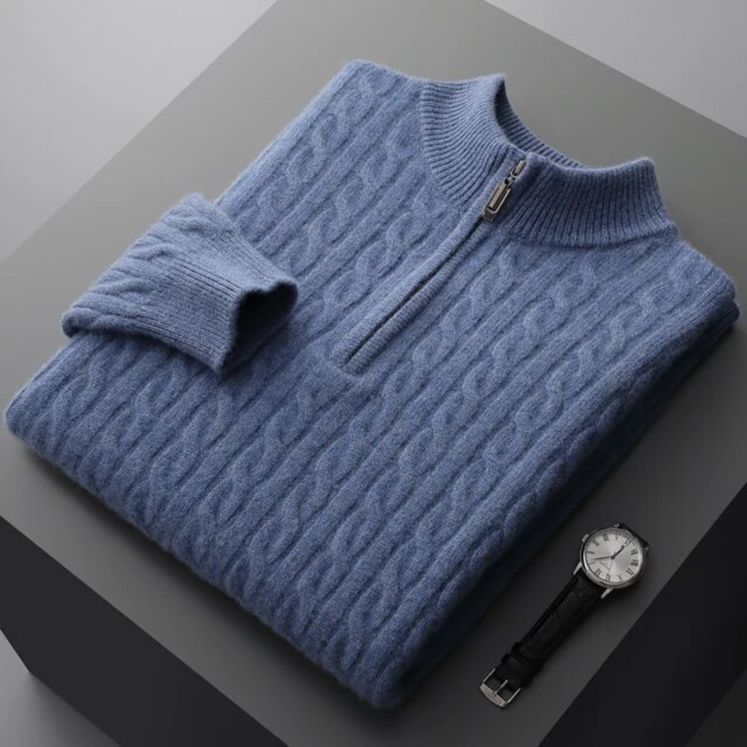 Robert - premium blødt stof herresweater med halv lynlås