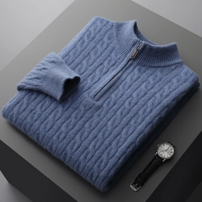 Robert - premium blødt stof herresweater med halv lynlås