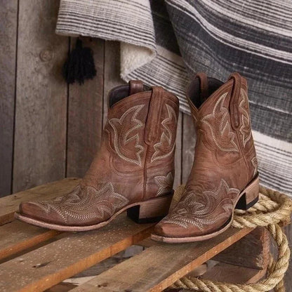 Broderede cowboystøvler i læder - Laurice