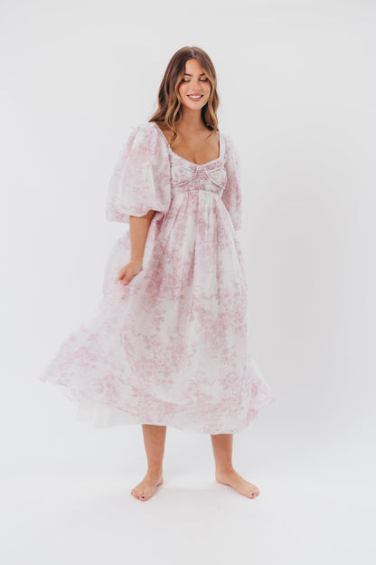 Harlow midi-kjole i lyserød blomstret - bump friendly & Inclusive sizing (S-3XL)