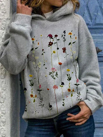 Elle - hættetrøje med blomsterprint