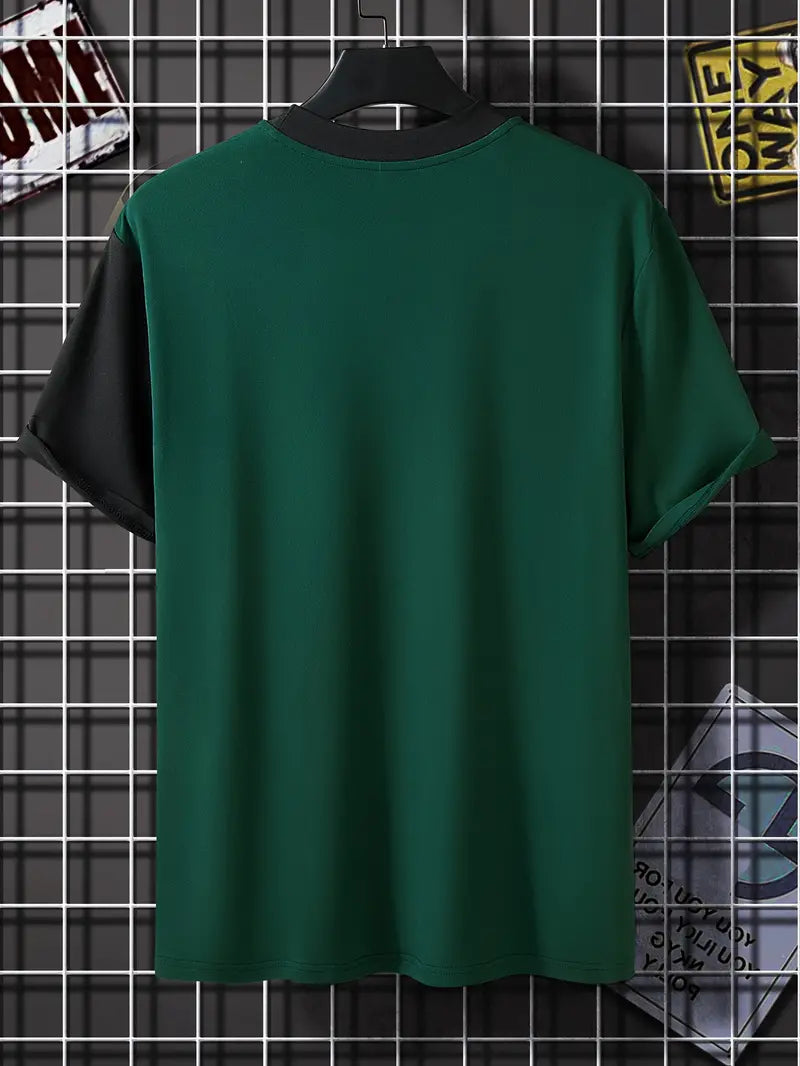 Robert – stilfuld color block t-shirt med korte ærmer og rund hals