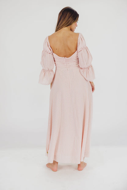 Corrine tiered sleeve Maxi Dress med lommer i ballerina pink - bump friendly