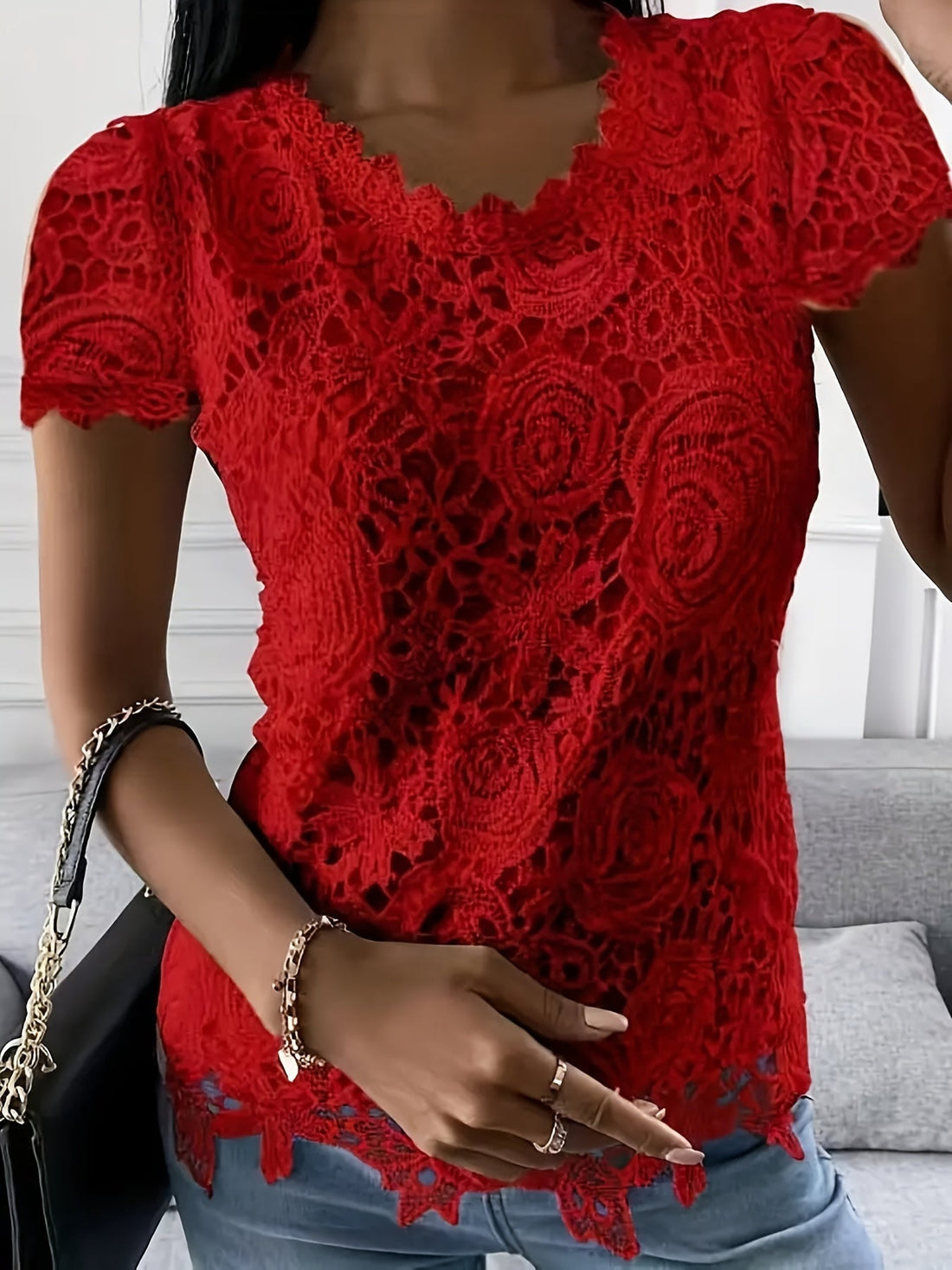 Hvid blondebluse - Amelie