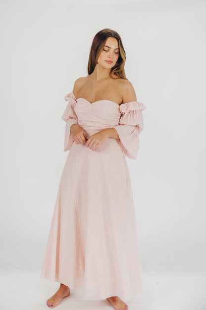 Corrine tiered sleeve Maxi Dress med lommer i ballerina pink - bump friendly