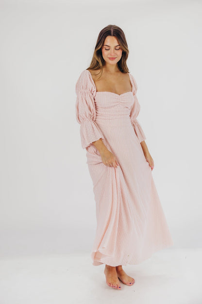 Corrine tiered sleeve Maxi Dress med lommer i ballerina pink - bump friendly