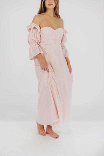 Corrine tiered sleeve Maxi Dress med lommer i ballerina pink - bump friendly