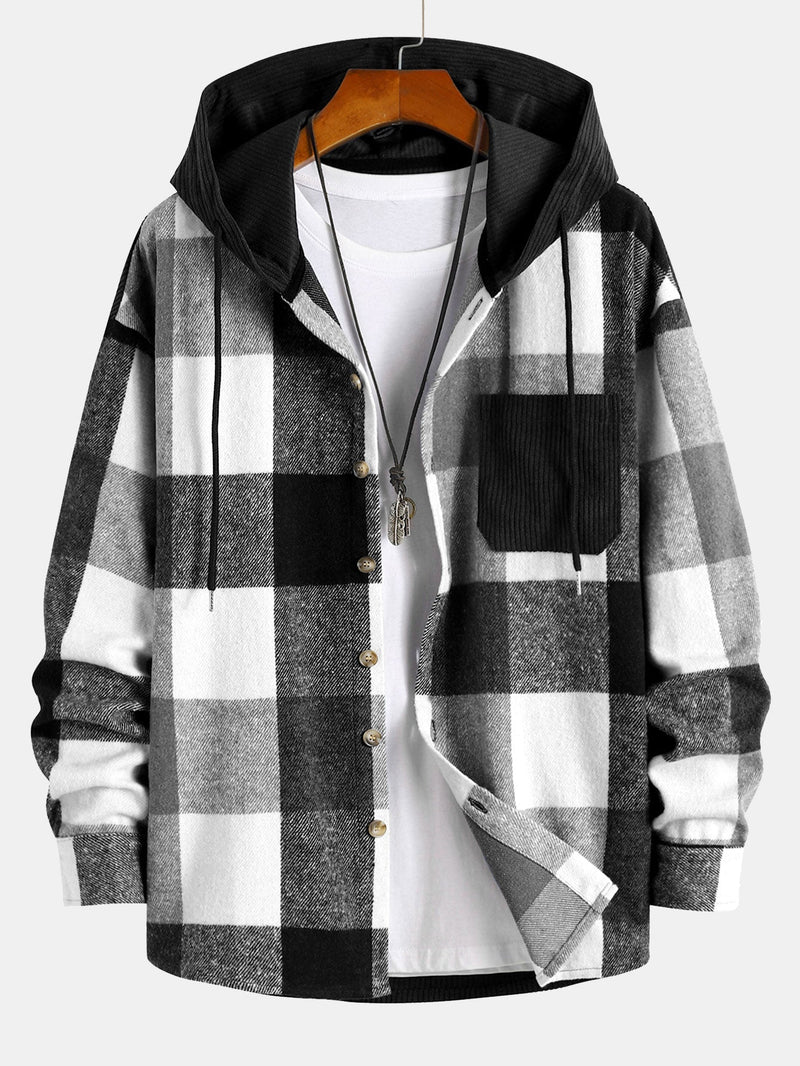 Xavier - relax fit flannel herresweater med hætte
