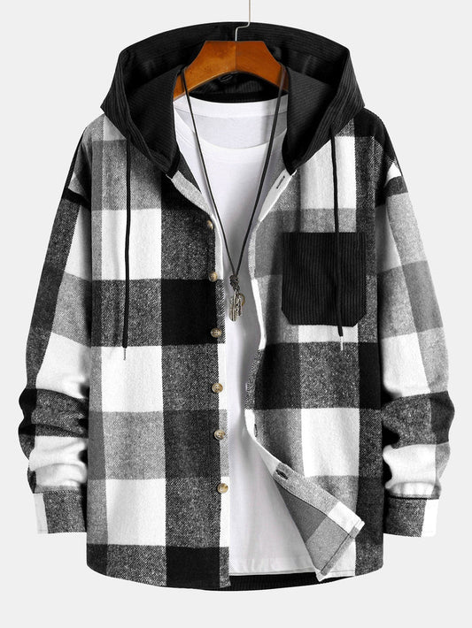Xavier - relax fit flannel herresweater med hætte