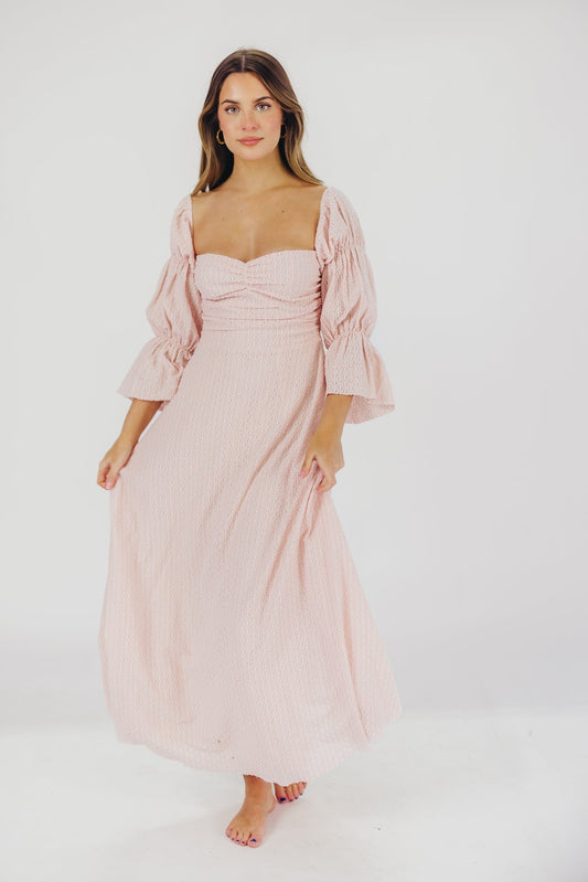 Corrine tiered sleeve Maxi Dress med lommer i ballerina pink - bump friendly