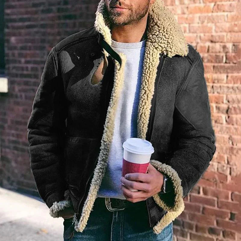 Arvid – pilotjakke med shearlingkrave og forstærkede albuer