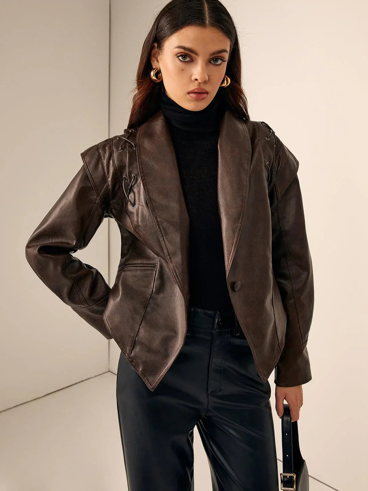 Valeria skræddersyet læderblazer med bælte – dame