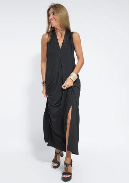 Ayania - langes schlankmachendes kleid und weste im set