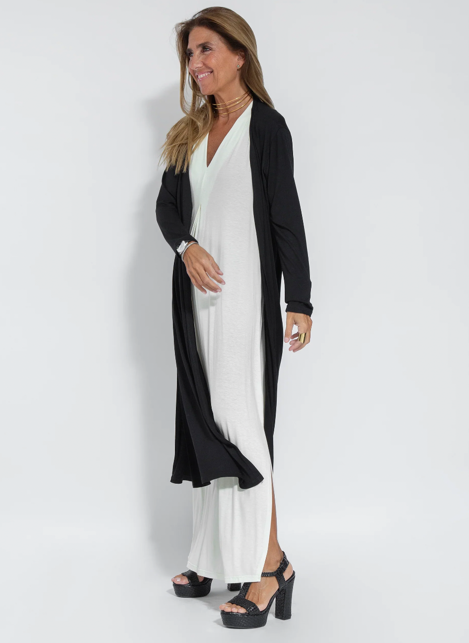 Ayania - langes schlankmachendes kleid und weste im set