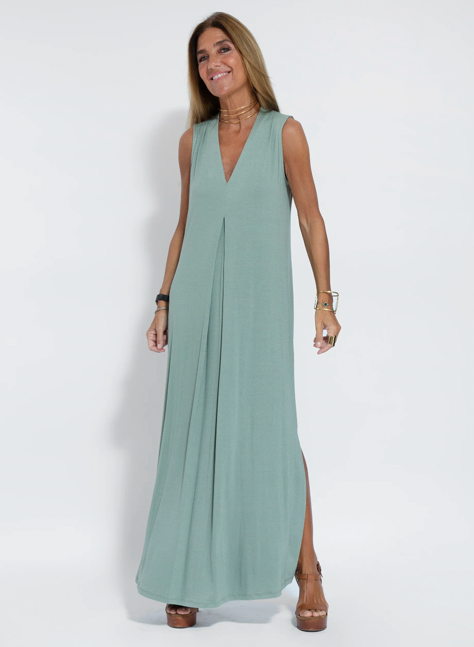 Ayania - langes schlankmachendes kleid und weste im set