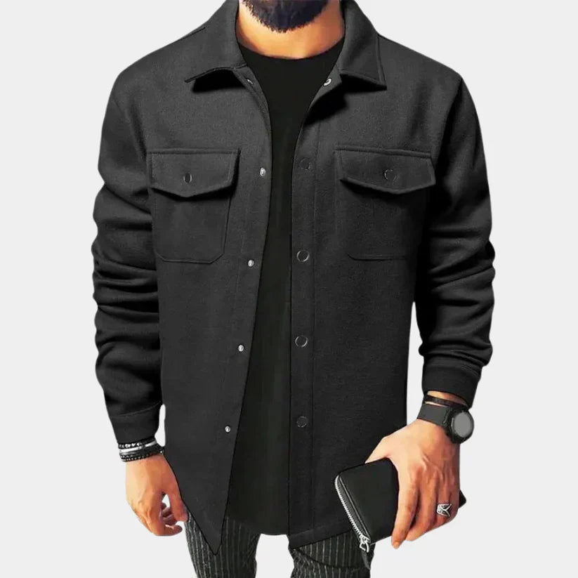 Sören – skjortejakke med klassisk krave og knapstolpe