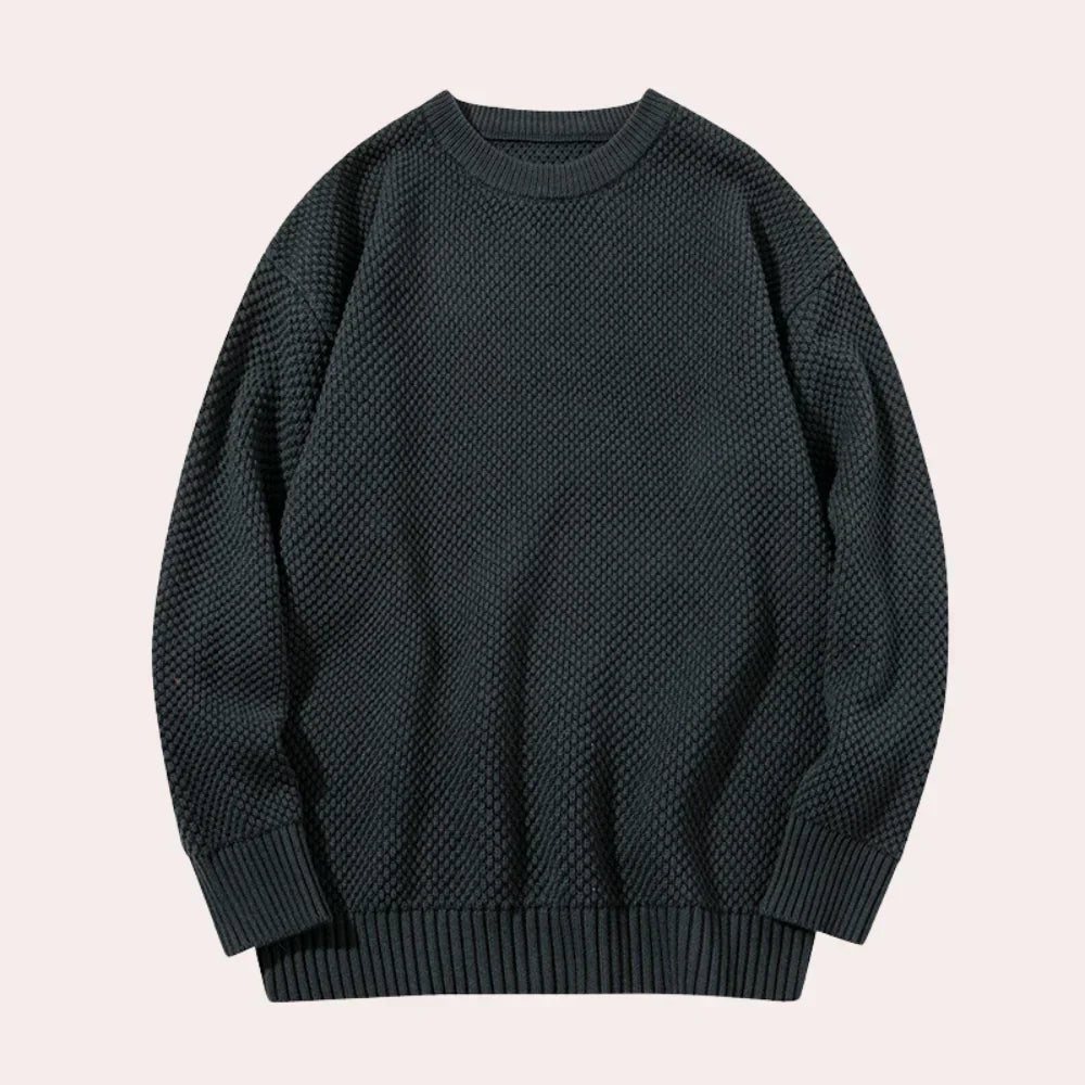 Vindjakke til mænd med en afslappet sweater med rund hals til mænd