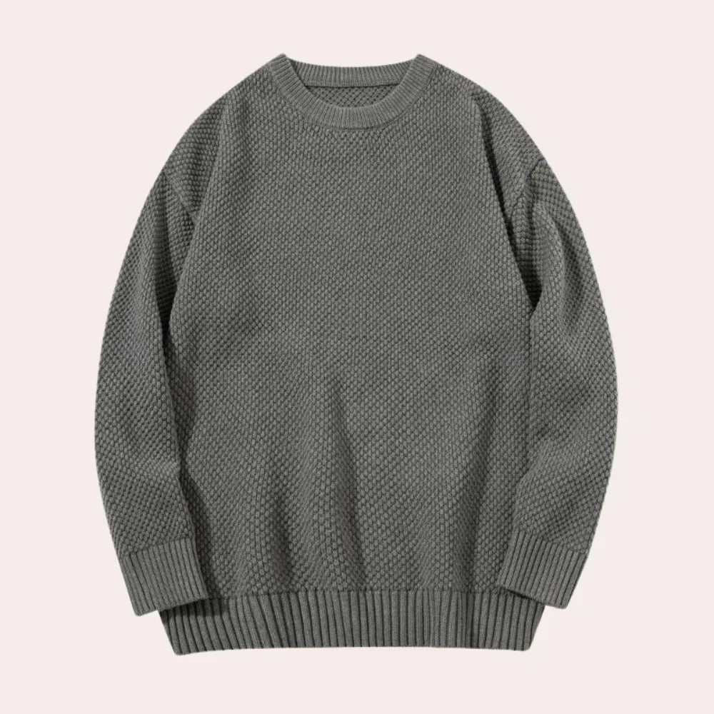 Vindjakke til mænd med en afslappet sweater med rund hals til mænd