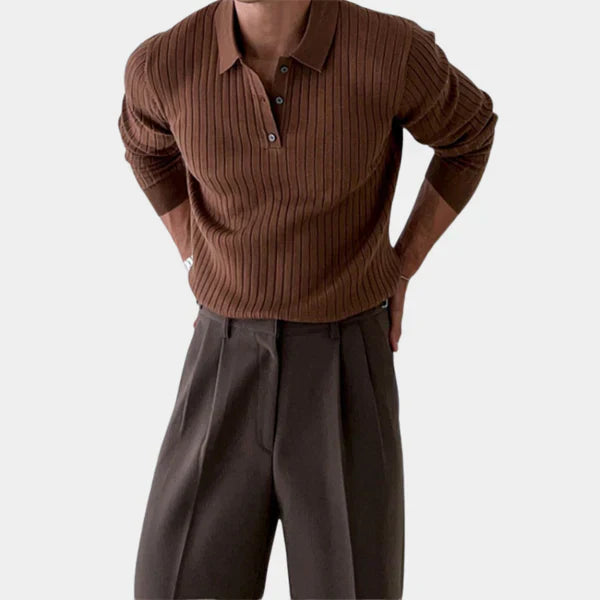 Lars – ribbet polotrøje i slim fit med klassisk krave