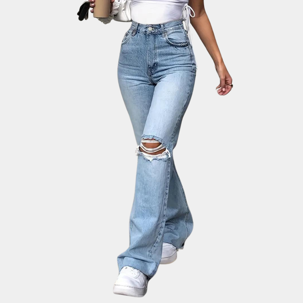 Primavera - elegante damebukser med høj talje og moderigtigt rippet look