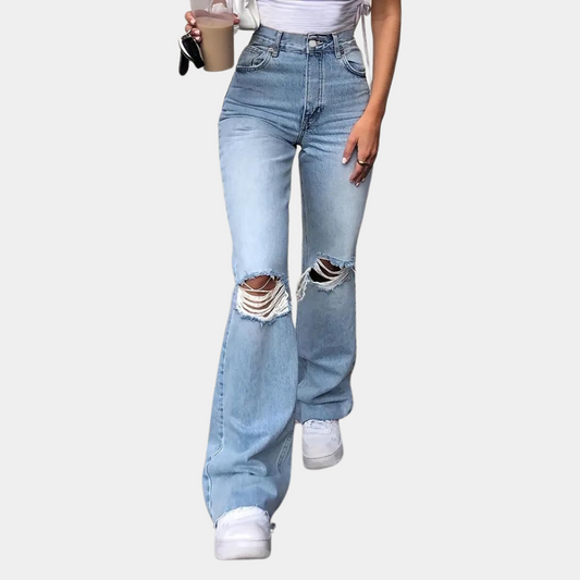 Primavera - elegante damebukser med høj talje og moderigtigt rippet look