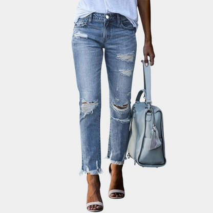 Romilly - trendy damejeans med en cool ødelagt effekt