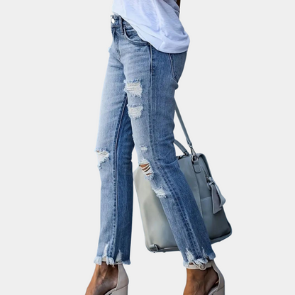 Romilly - trendy damejeans med en cool ødelagt effekt